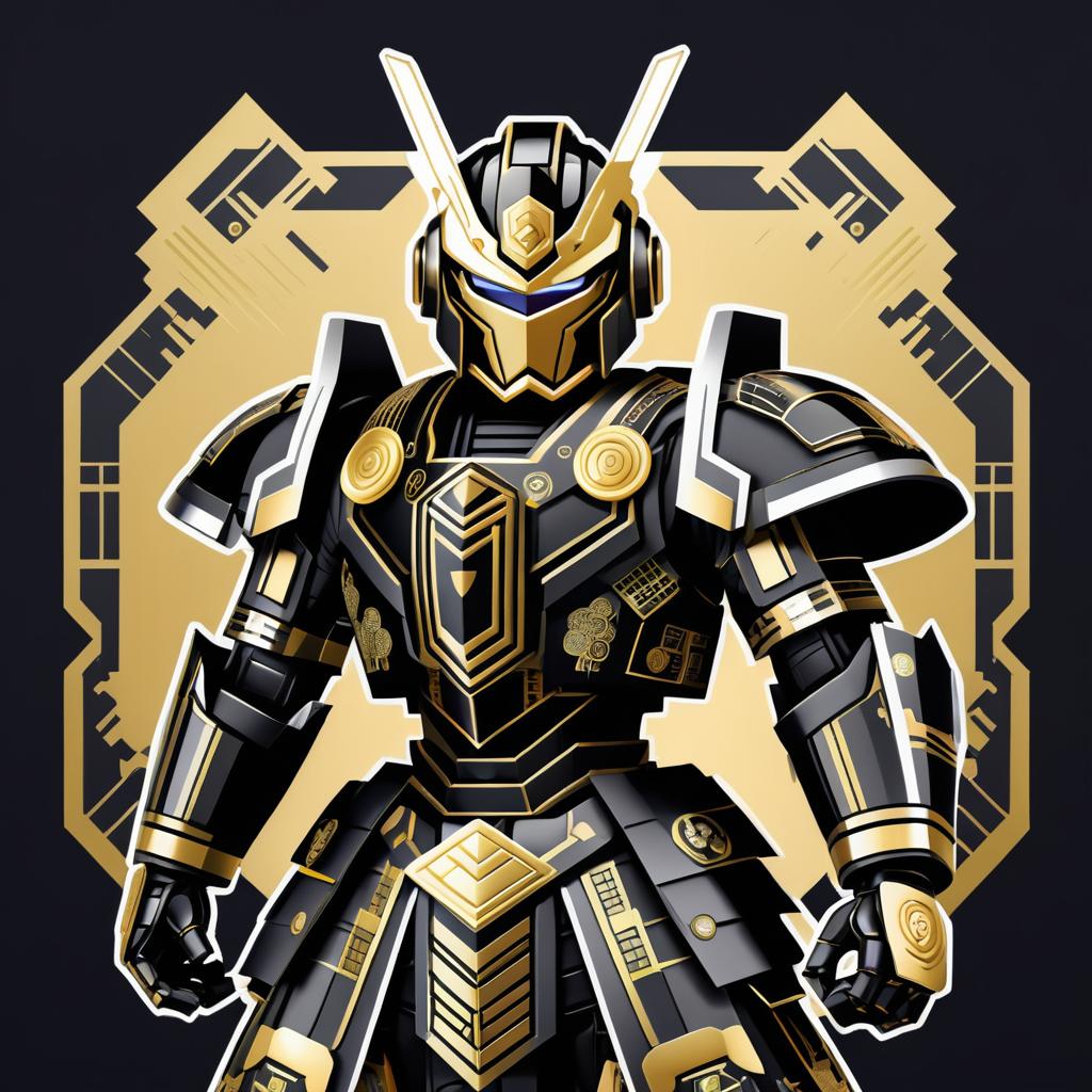 Futuristic Robot Samurai Sticker Design