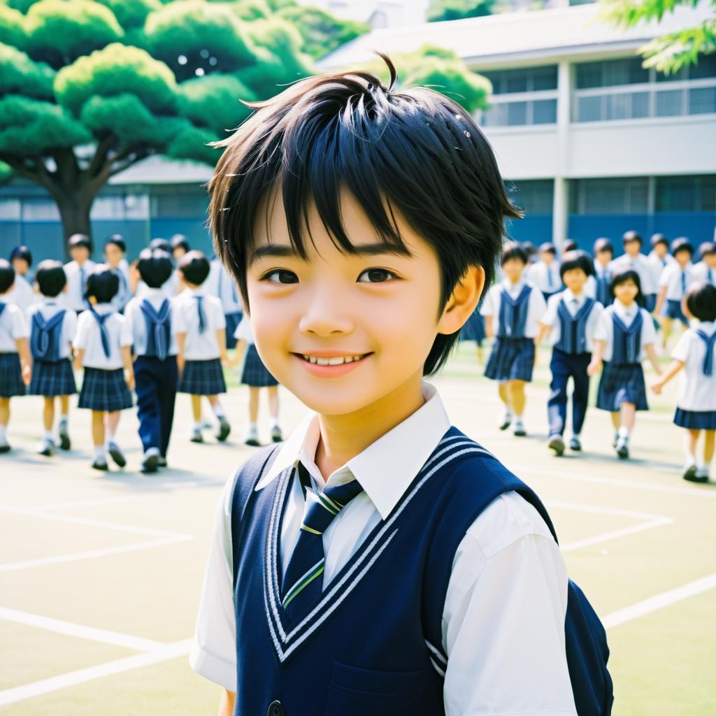 Cheerful Schoolboy in Gritty Manga Style