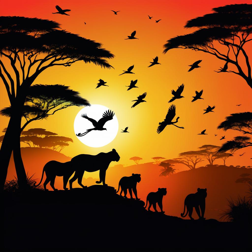 Vibrant Sunrise Over African Wilderness