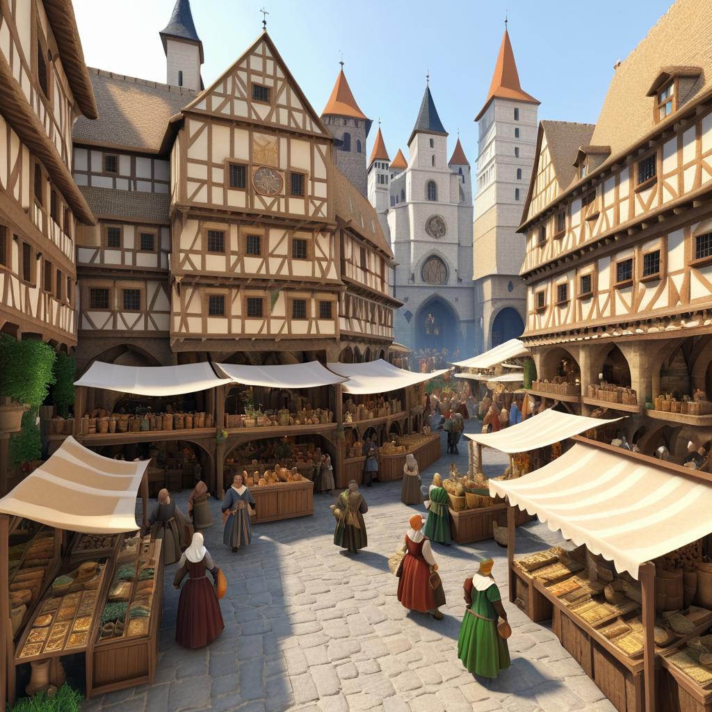 Vibrant Medieval Marketplace Scene