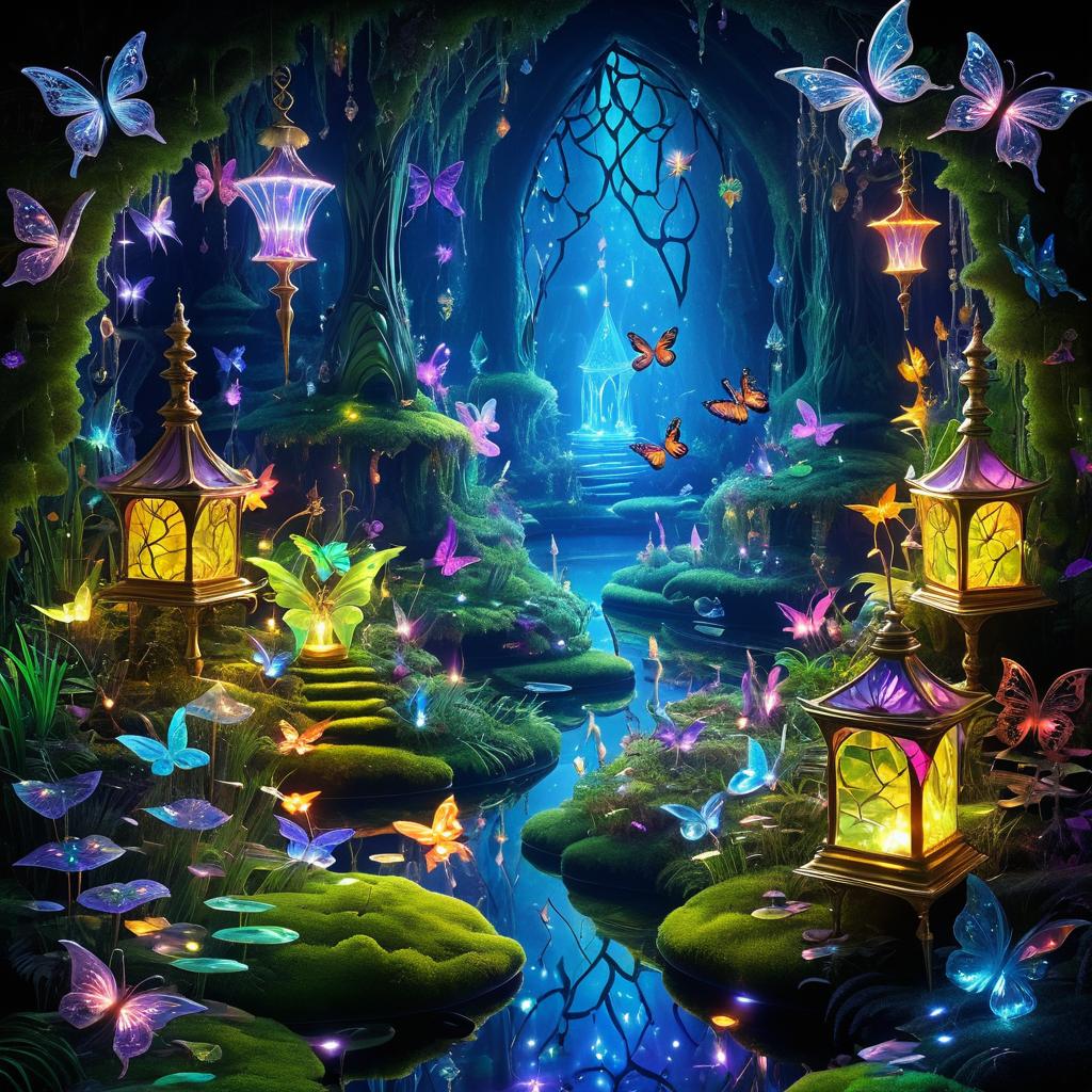 Enchanted Butterflies in a Crystal Cave