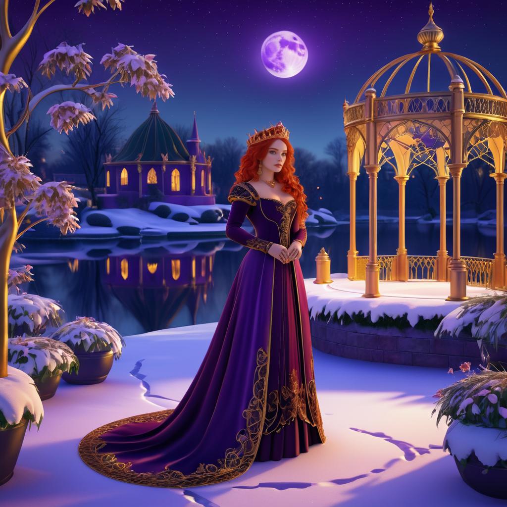 Regal Queen Isolde in Enchanted Garden