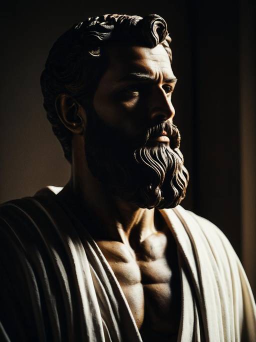 Close-up of Greek God Statue with Beard