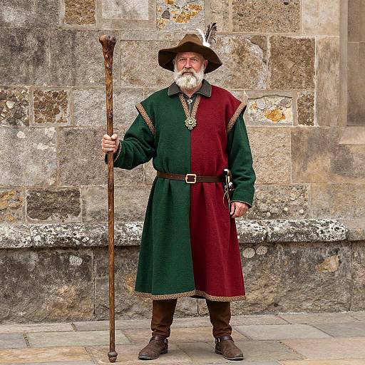Elderly Man in Medieval Festival Attire