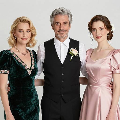 Elegant Trio Portrait on White Background