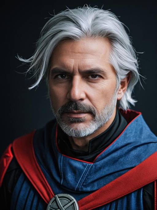 Man in Detailed Cosplay Costume Headshot