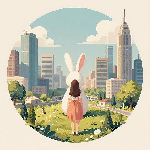 Gufengmap Landscape with Rabbit Girl