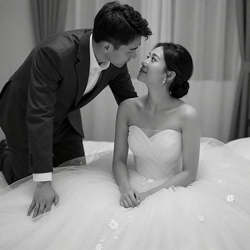 Intimate Black and White Wedding Moment
