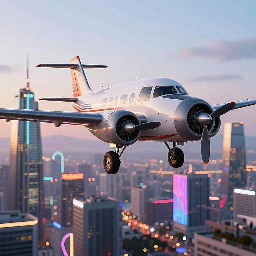 Whimsical Anthropomorphic Airplanes Over Neon City