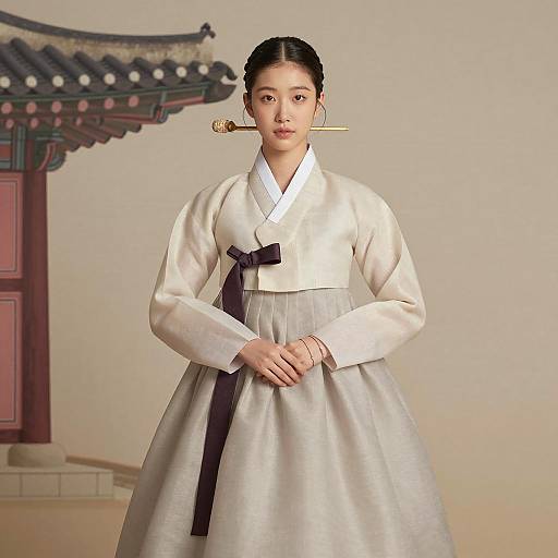 Elegant Korean Hanbok Portrait Photography