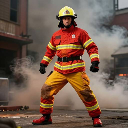 Heroic Firefighter in Dynamic Urban Scene