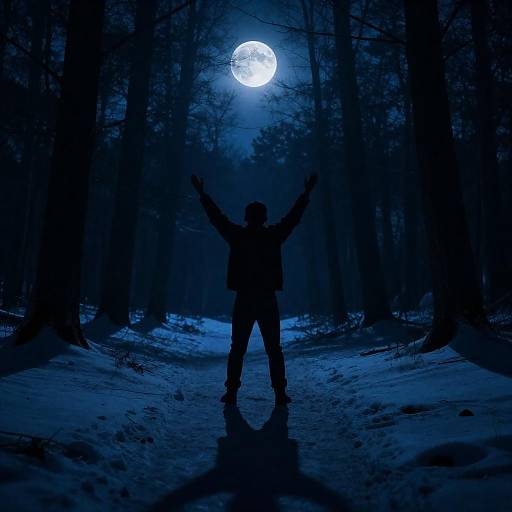 Eerie Moonlit Forest Silhouette