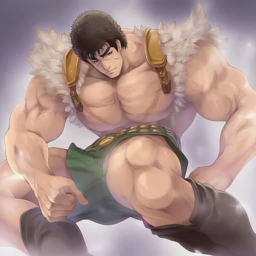 Illustration of Kenshiro, hokuto no ken in the style of Thomasz