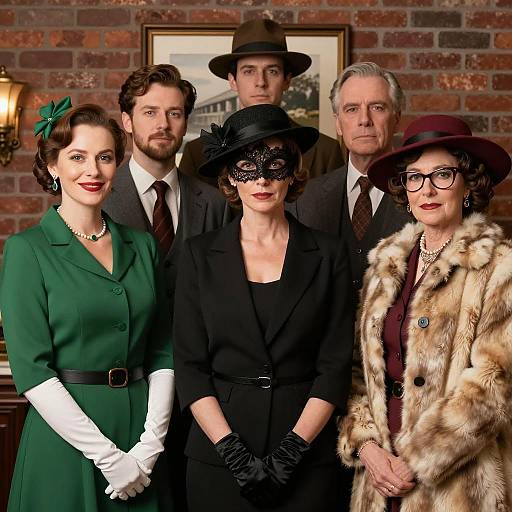 Vintage Group Photo with Unique Attire