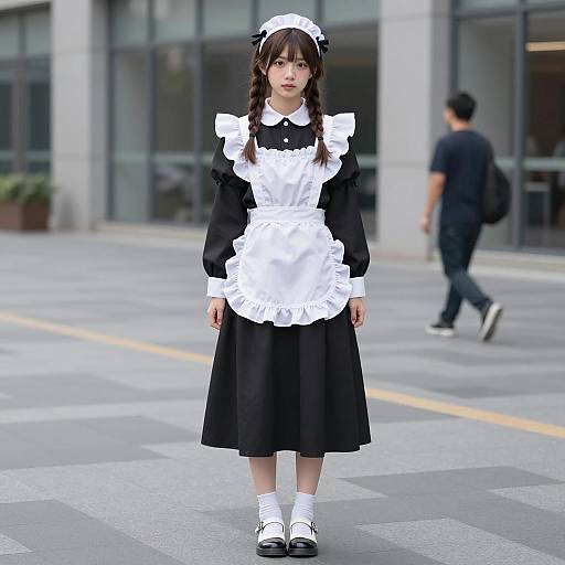 Photorealistic French Maid in Urban Setting