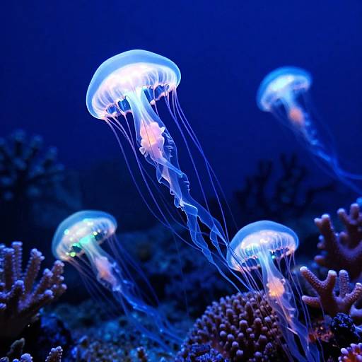 Bioluminescent Jellyfish in Coral