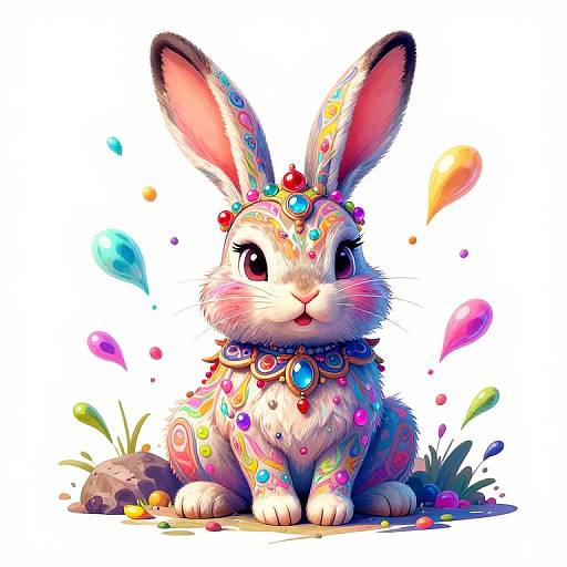 Psychedelic Alice in Wonderland Bunny
