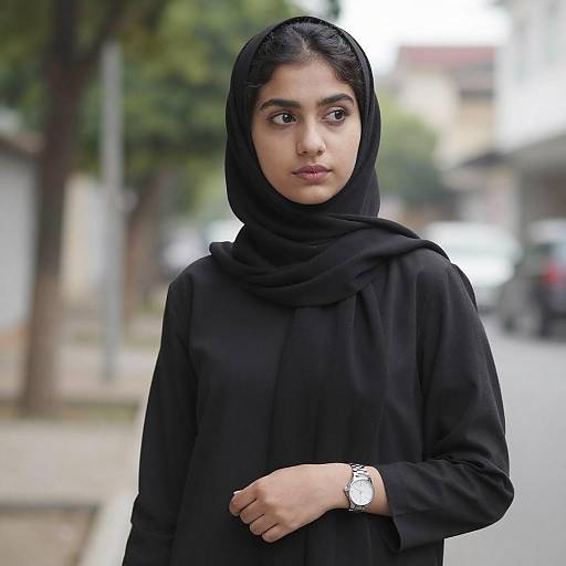 Portrait of Woman in Black Hijab