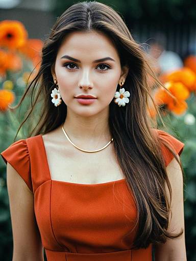 Realistic Portrait of Girl in Dress