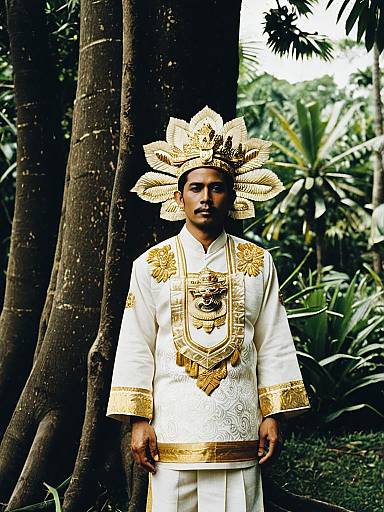 Man in Barong Outfit by Tree