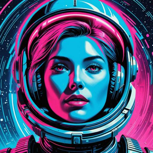 Retro Futurism Woman Astronaut Illustration