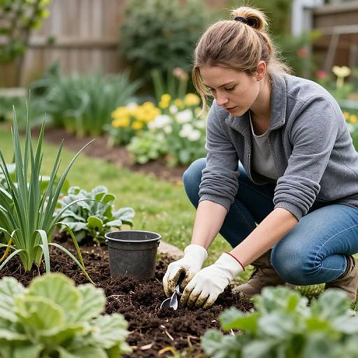 Woman Preparing Garden Soil in Autumn