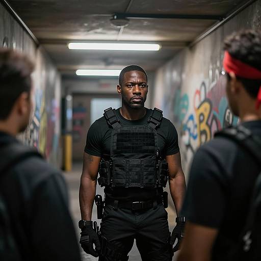 Intense Tactical Standoff in Dark Hallway