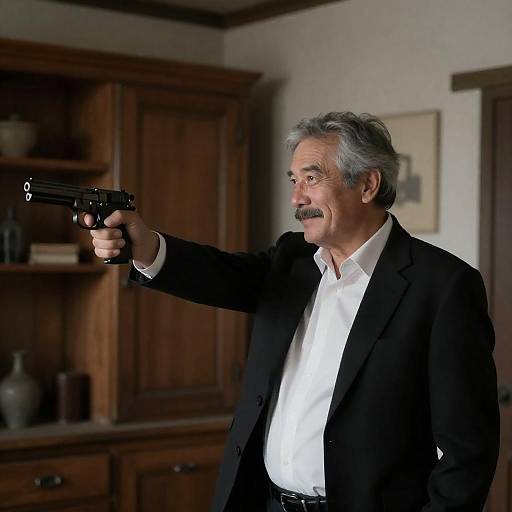 Dramatic Portrait of a Stylish Gunman