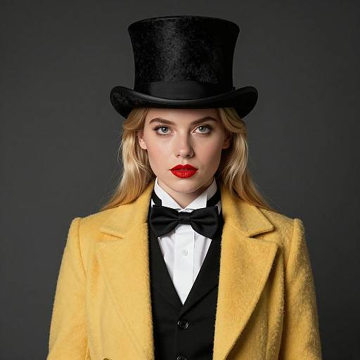Elegant Woman in Golden Ticket Attire