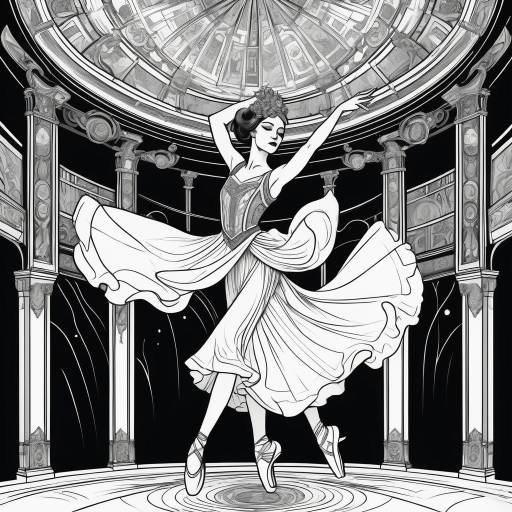 Elegant Dancer in Eerie Theater Setting Elegant Dancer in Eerie Theater Setting