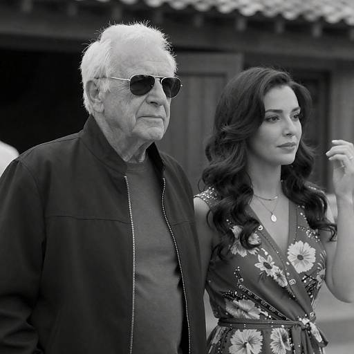 Black and White Portrait of Older Man and Woman