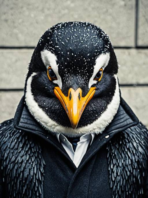 Man in Penguin Costume Close-Up