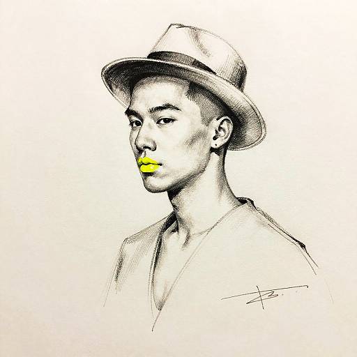 Urban Sketch of Man with High Fade