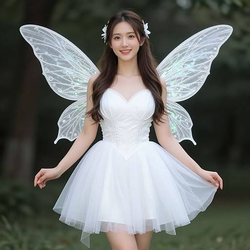 Silvermist Fairy Woman in White Dress
