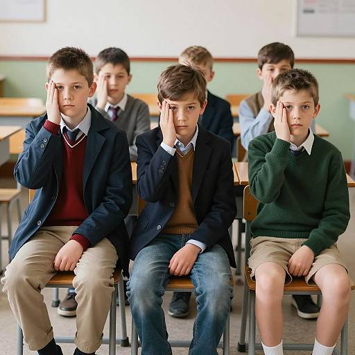Serious Classroom Portrait of Boys
