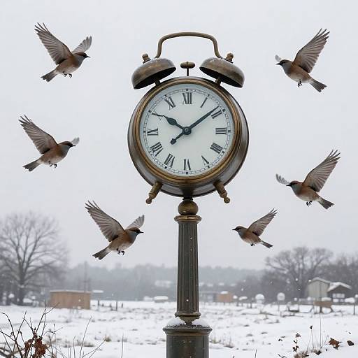 Frozen Time with Hovering Brown Birds