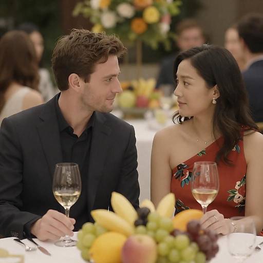Intimate Dinner with Elaborate Fruit Centerpiece