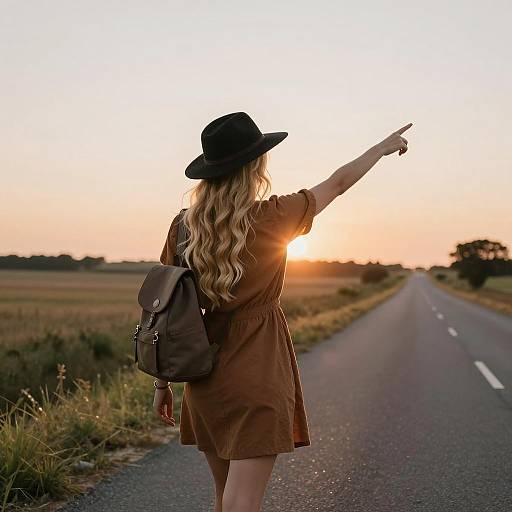 Blonde Woman on Sunset Road