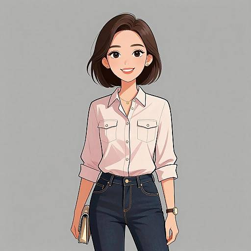 Smiling Woman in Business Casual Attire