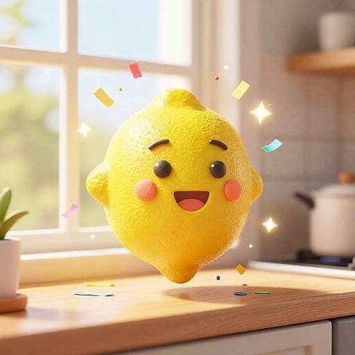 Cheerful Lemon Balloon with Confetti