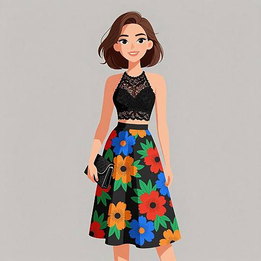 Smiling Woman in Vibrant Summer Outfit