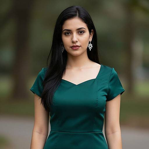 Realistic Dark Green Satin Bridesmaid