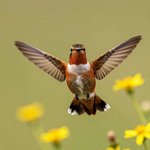 Solo Rufous Hummingbird in Wildflower Meadow