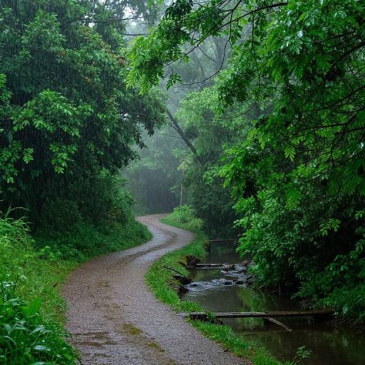 Tranquil Rainy Forest Pathway