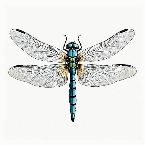 Minimal Intricate Dragonfly Landscape Illustration
