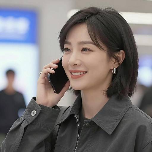 Smiling Woman with Phone Portrait