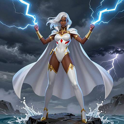 Dark-Skinned Superhero with Lightning Powers