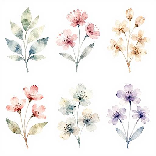 Ethereal Watercolor Floral Patterns