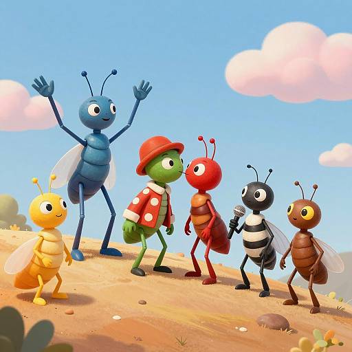 Whimsical Insect Gathering on Sandy Hill