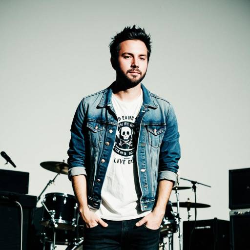 Casual Man in Denim Jacket with Music Equipment